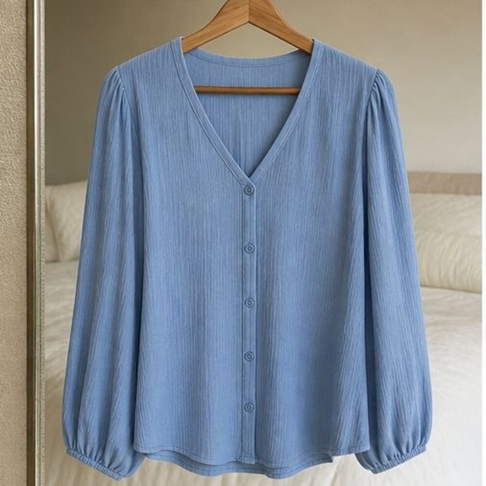 Blue Button Blouse
